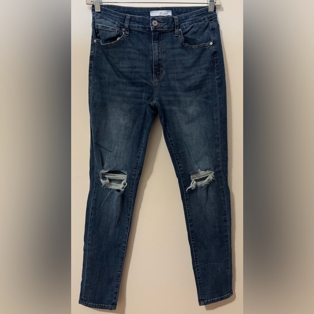 KanCan Women’s Blue Distressed High Rise Skinny Jeans Size 13/30